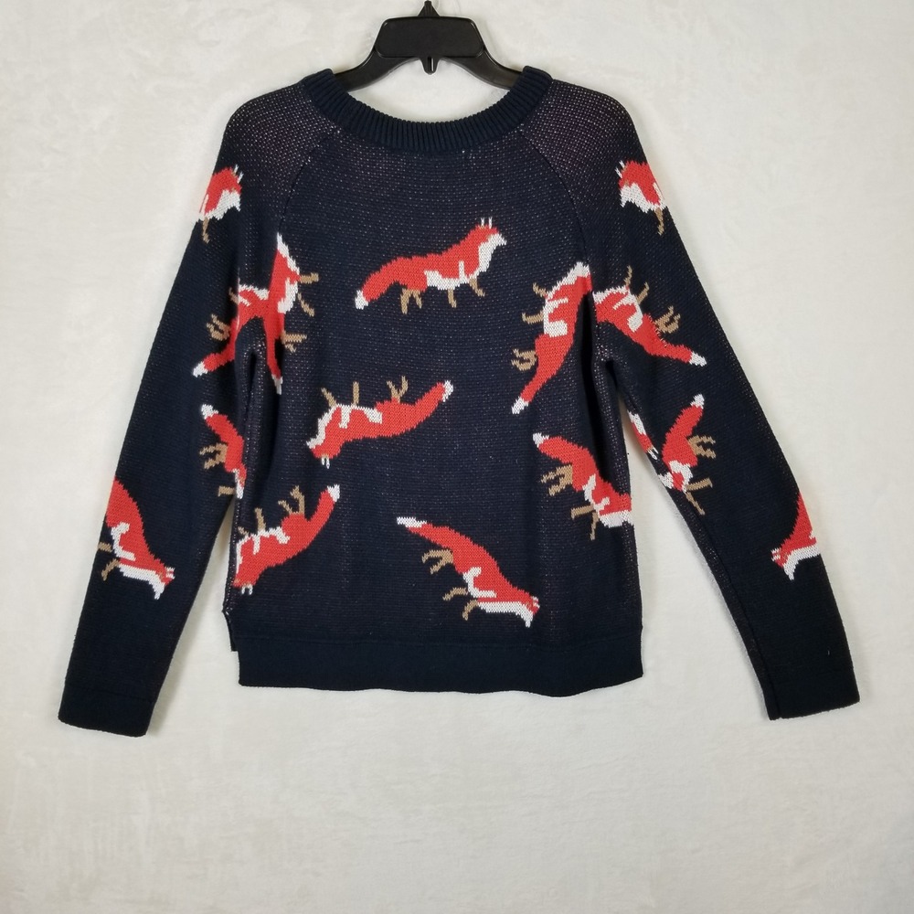 ModCloth Womens Navy Blue Fox Intarsia Cotton Knit Sweater M4603036 Size S - Picture 2 of 7